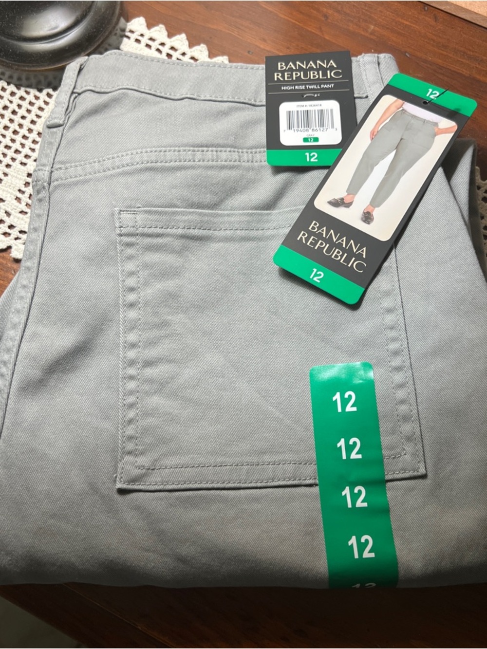 Banana Republic Gray High-Rise Twill Pants